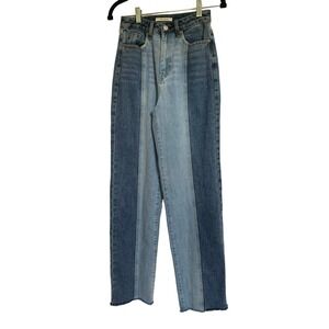 PACSUN  90's Boyfriend 24 Two Tone Denim Jean Women's Raw Hem